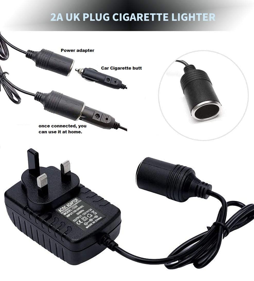 Car Power Inverters, Car Plug Adapter 240V 2A AC Mains to 12V DC Car Converter UK Plug Cigarette Lighter Household Socket Voltage Converter Power Adapter — view 3