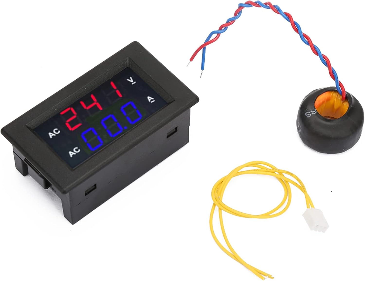 Voltímetro Digital, Medidor de Amperios de Ca de Doble Medidor Fácil de Instalar con Bobina de Inductancia Mutua para Trabajadores Industriales para Medir(Rojo y azul)