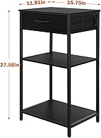 Vista 5 de ETELI Mesa de soporte de impresora para oficina en casa, soporte de impresora pequeño de 3 niveles con cajón de almacenamiento, estante