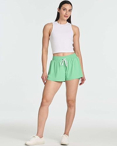 Miniatura 6 de Real Essentials Paquete de 4 pantalones cortos para correr para mujer, holgados, de ajuste seco, para gimnasio, yoga, entrenamiento, verano