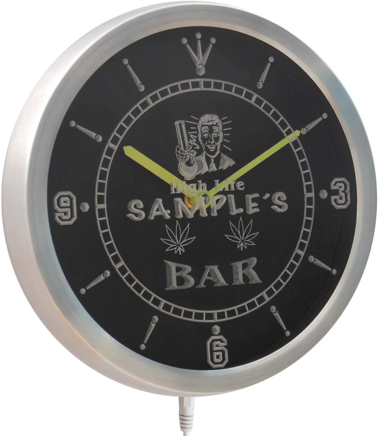 ADVPRO nctp-tm Name Personalized Custom Marijuana High Life Bar Neon Sign LED Wall Clock