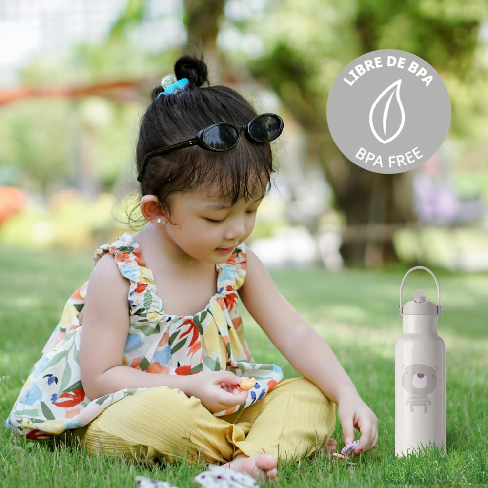 Jané Termo Acero Inoxidable 500 ml, Mantiene 24h Frío y 12h Calor, Recubrimiento Interior Cerámico, Libre BPA, Beige