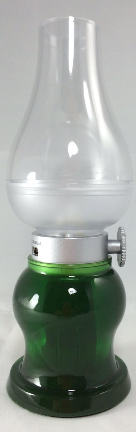 Jubee Vintage Style Lantern Battery-Operated LED Blow Lamp Night Light with USB charge (Green)