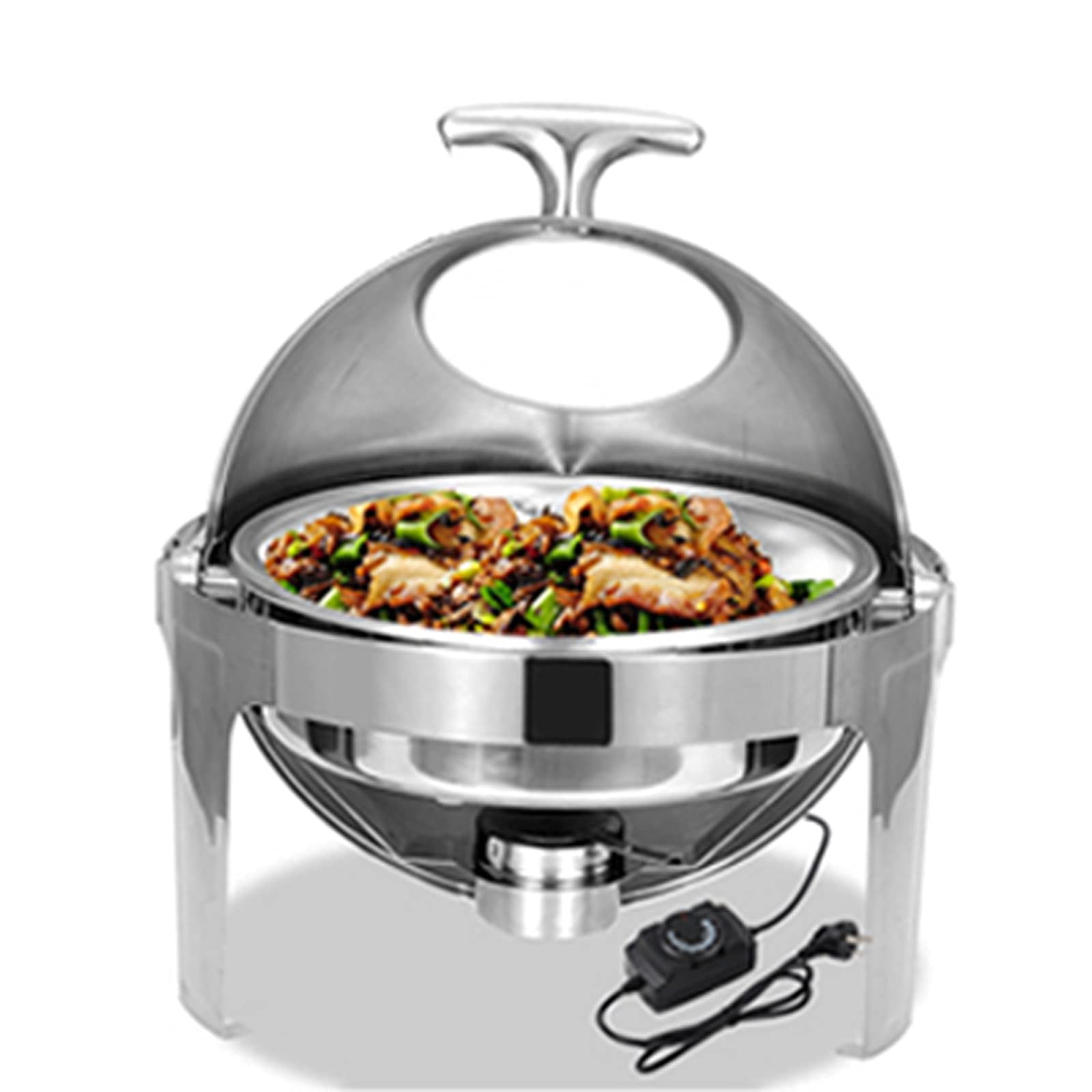 Scaldavivande Elettrico da 6 Litri per Feste, Buffet E Casa, Set di Scaldavivande E Portavivande in Acciaio Inox con Coperchio A Vista, 400 W, GN 1/1