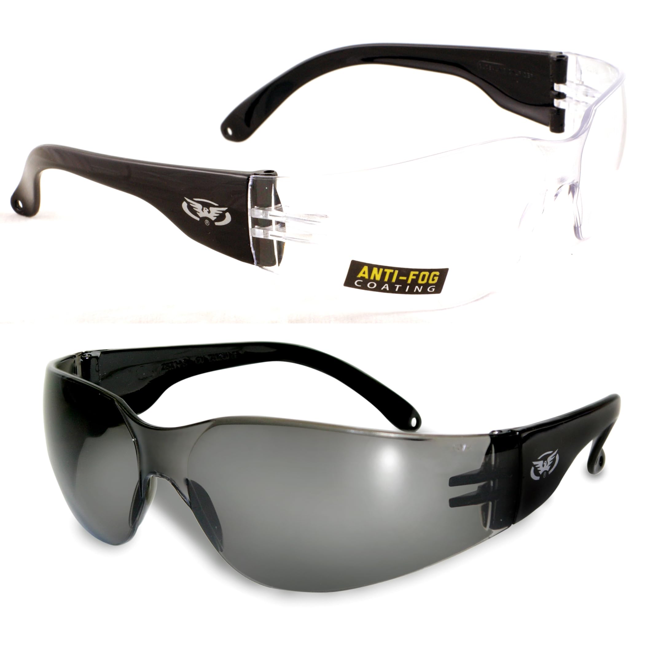Global Vision 2 Pairs of Post Cataract Eye Surgery Wraparound UV400 Glasses 1 Clear 1 Tinted