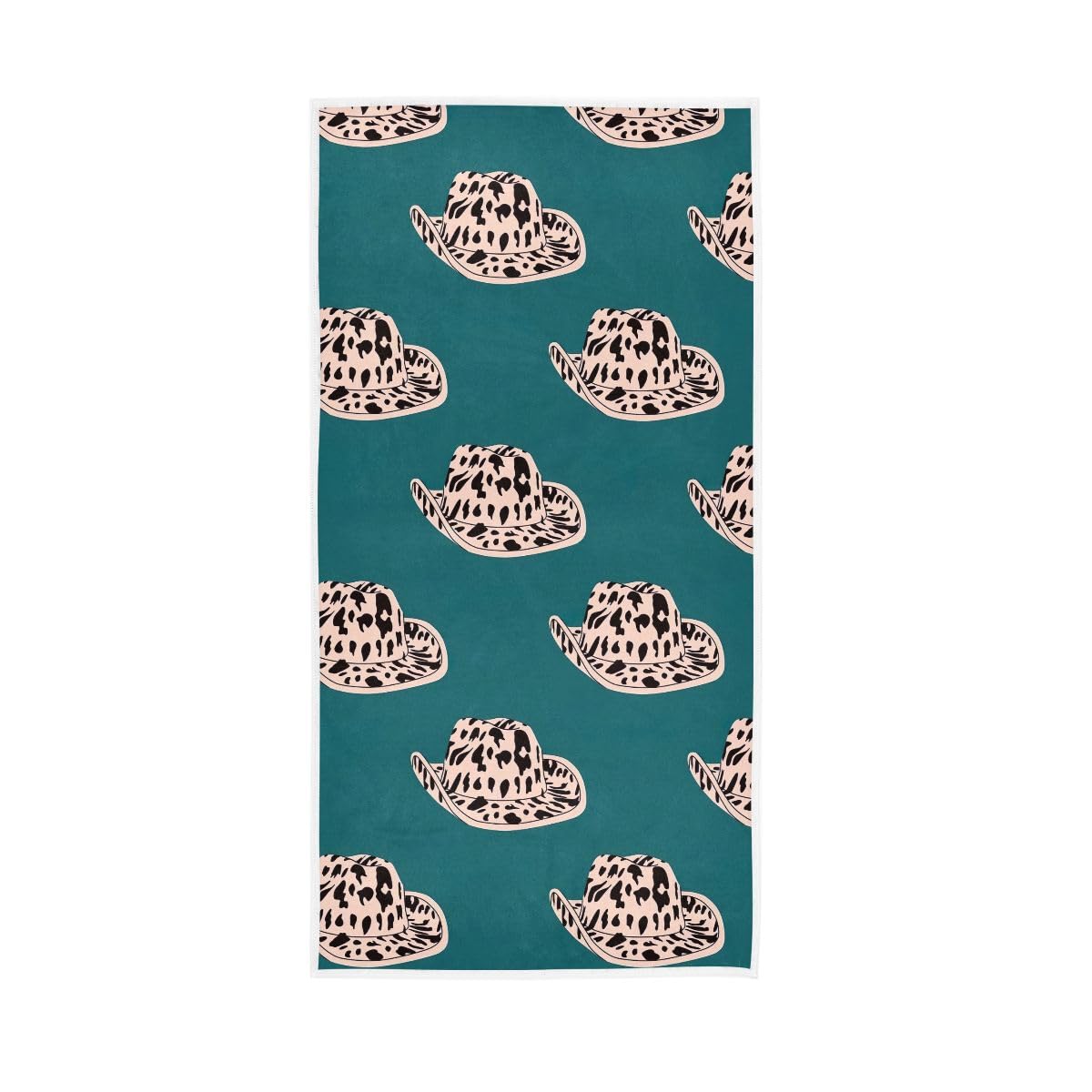 HUYGD Cartoon Cowgirl Hat Green Hand Towel Cotton Absorbent Soft Decorative Towel for Bathroom 15 x 30 Inch