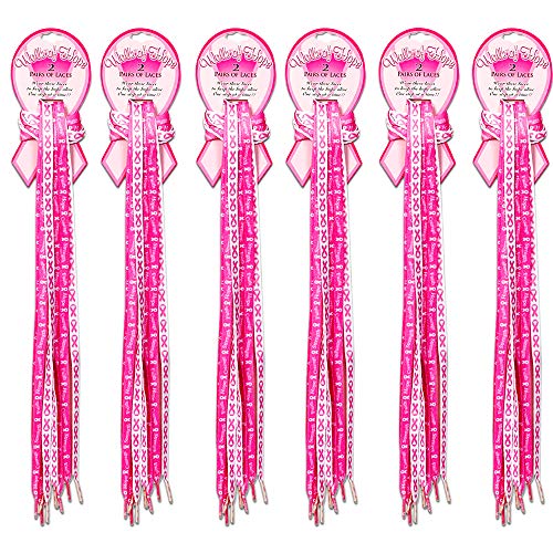 Lot Of 12 Pair - Pink Ribbon Shoe Laces - Breast Cancer Awareness - Fundraising Shoelaces