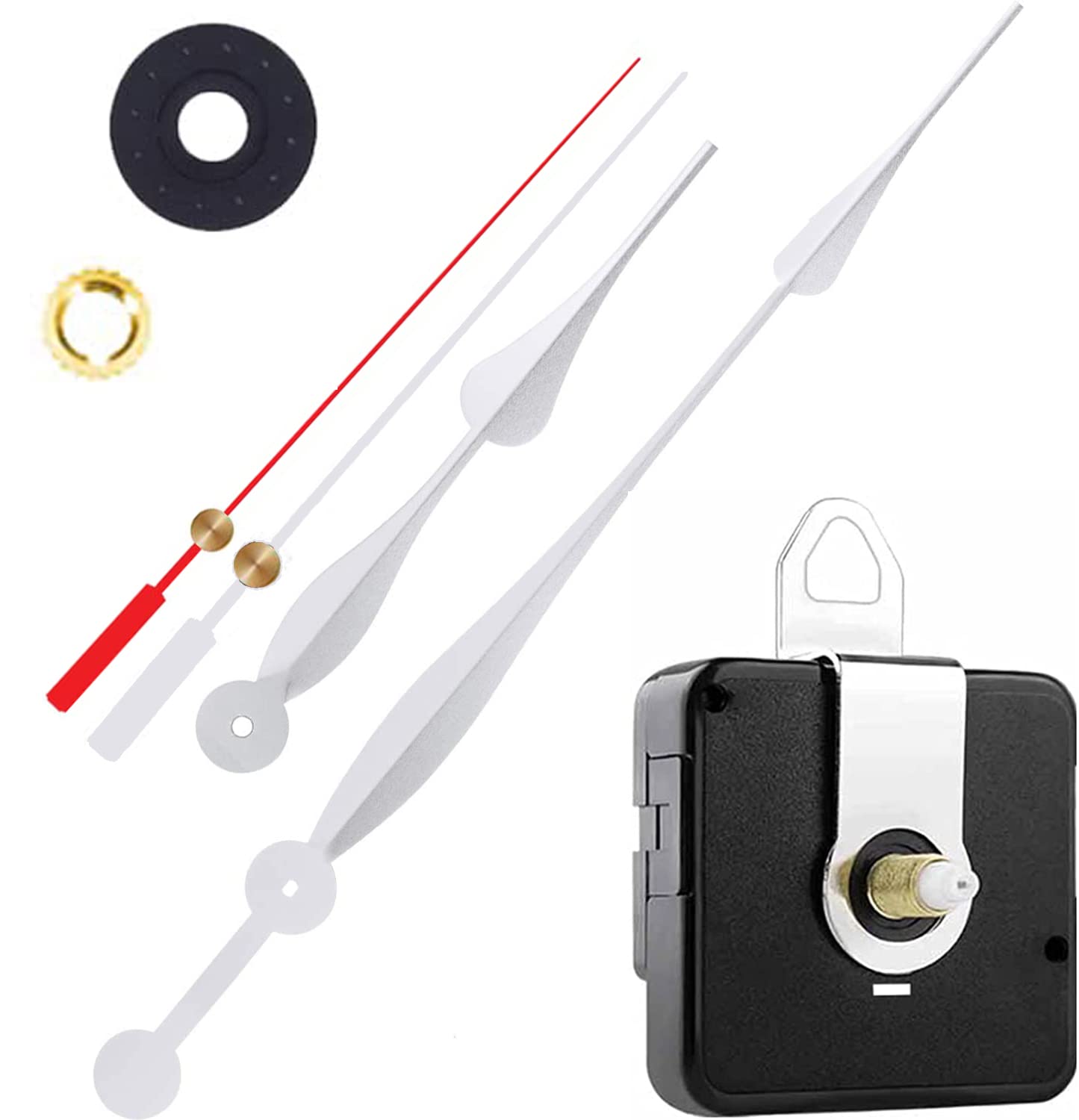 YONOTA® A Product of SONAM Quartz Sweep Silent Movement Machine for Analog Wall Clock (Hands house-12.2cm, minuted-26.3cm, second-14.2cm)(Needle -Silver, red) (Made in India 100%)