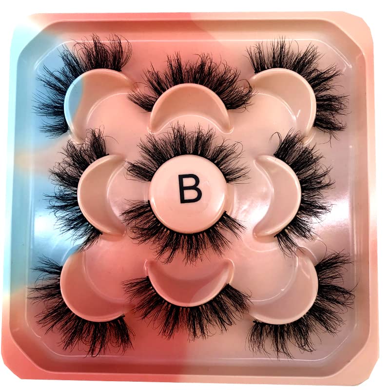 Miniatura 3 de HBZGTLAD Paquete de 5 pares de pestañas postizas 3D de visón 3D a granel con pestañas de visón natural personalizadas, pestañas postizas naturales