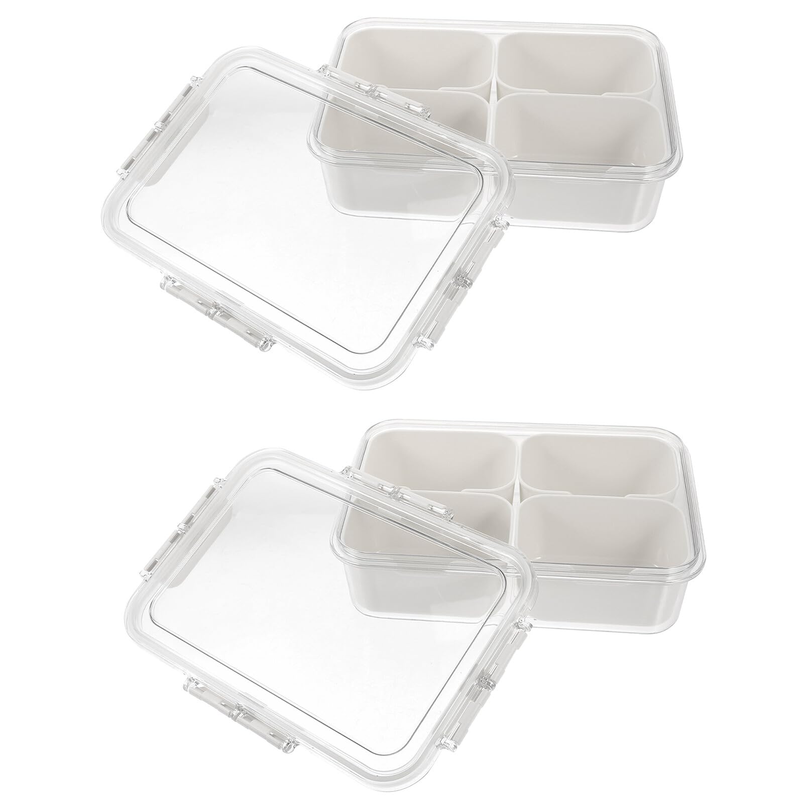 Boîte à épices 4 cases transparente Veemoon étanche avec poignée