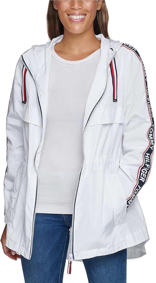 Tommy Hilfiger Ladies' Long Windbreaker Jacket (White