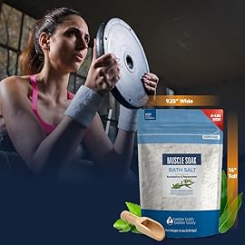 Muscle Soak Bath Salt 128 Ounces Epsom Salt with Natural Peppermint and Eucalyptus Essential Oils Plus Vitamin C in BPA Free Pouch with Easy Press-Lock Seal