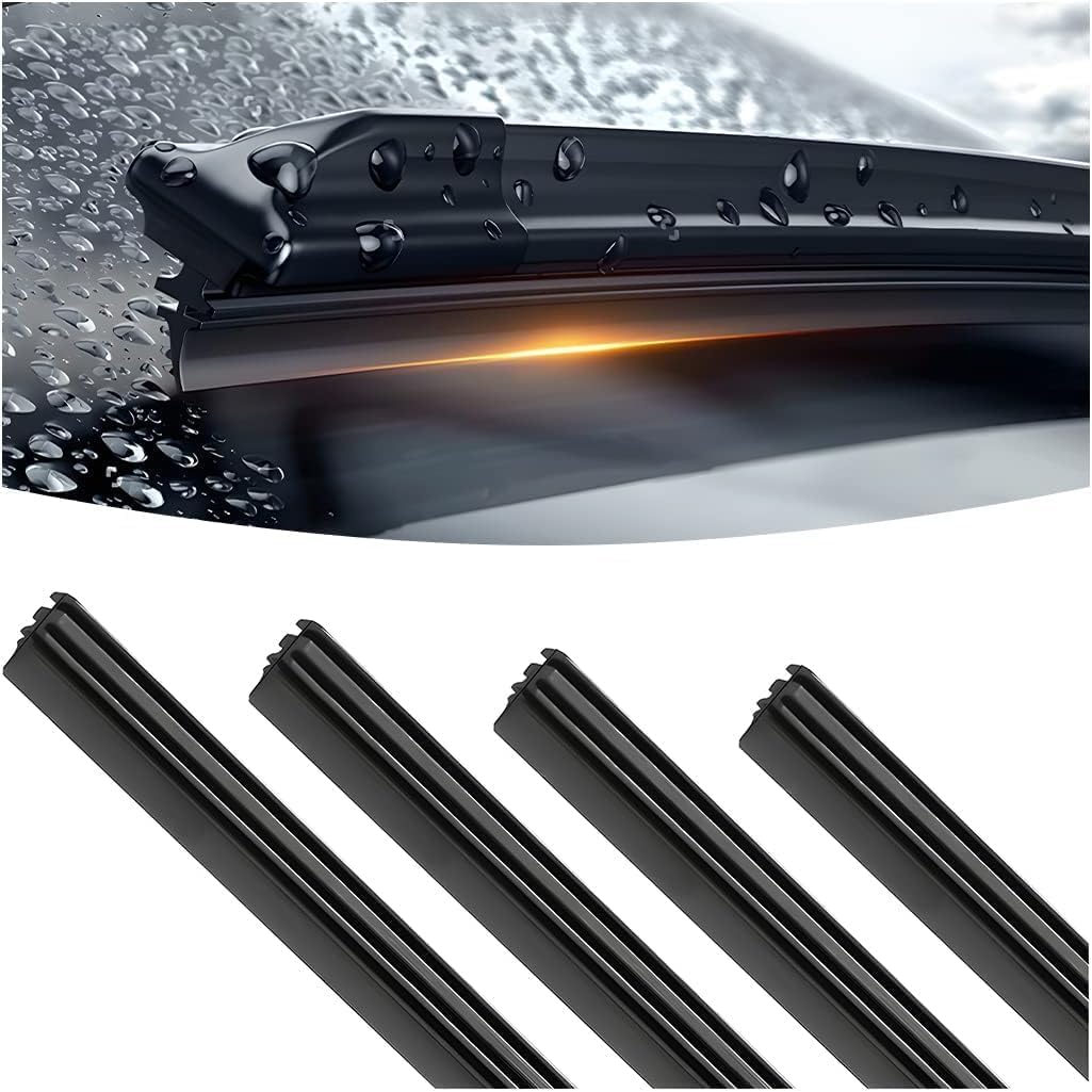 Lonimia Car Wiper Rubber Refill Blade, Auto Adjustable Insert Rubber Wiper Blade Refills, 4PCS Windshield Wiper Blade Strips, and Handmade Boneless Windscreen Blade Refills