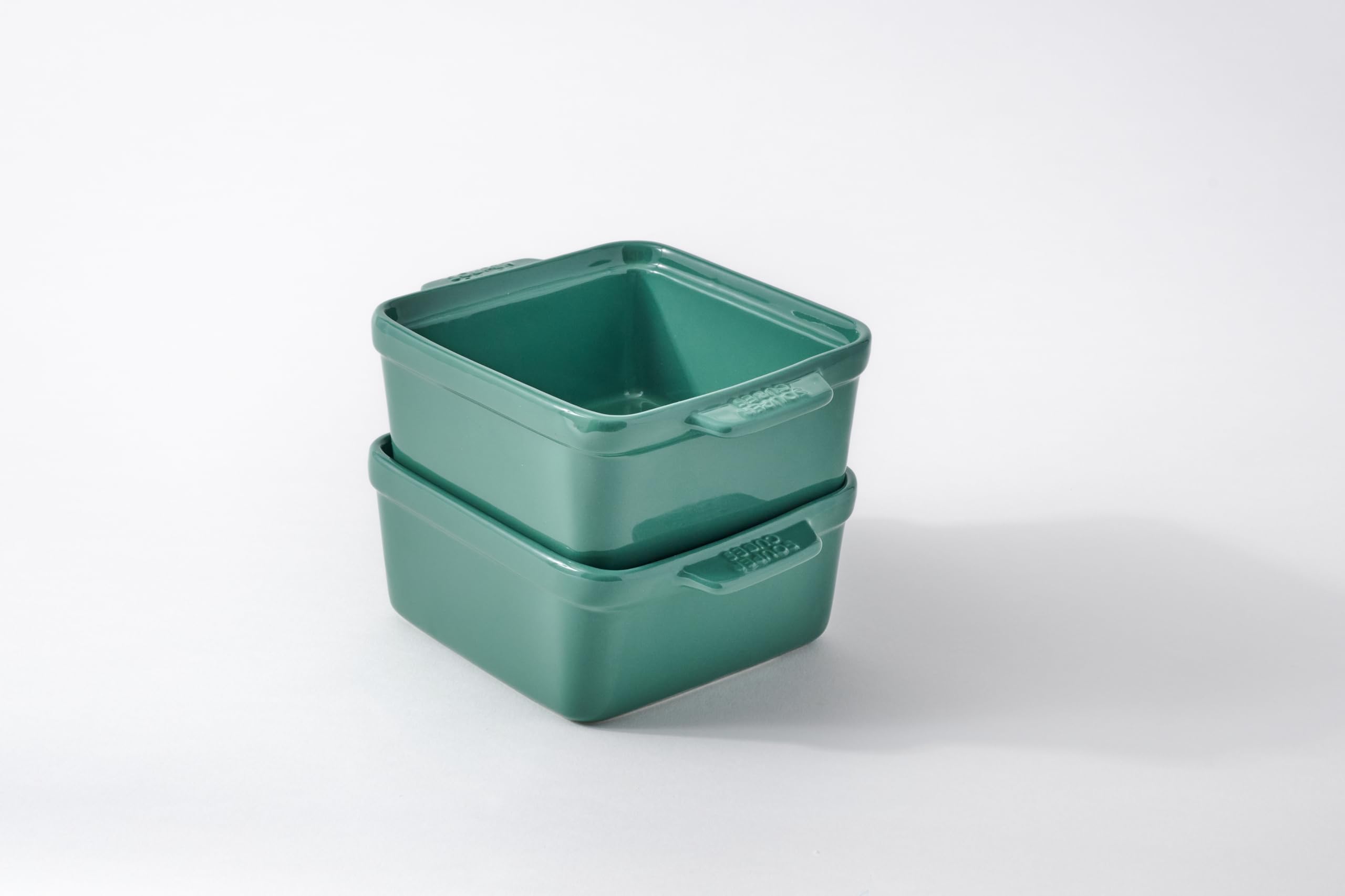 Stoneware - 5" x 5" Small Ceramic Baking Dish Set with Silicone Covers - Small Casserole Dishes for Oven - Kitchen and Bakeware Essentials - Set of 2 - Kale Mini Baking Dishes