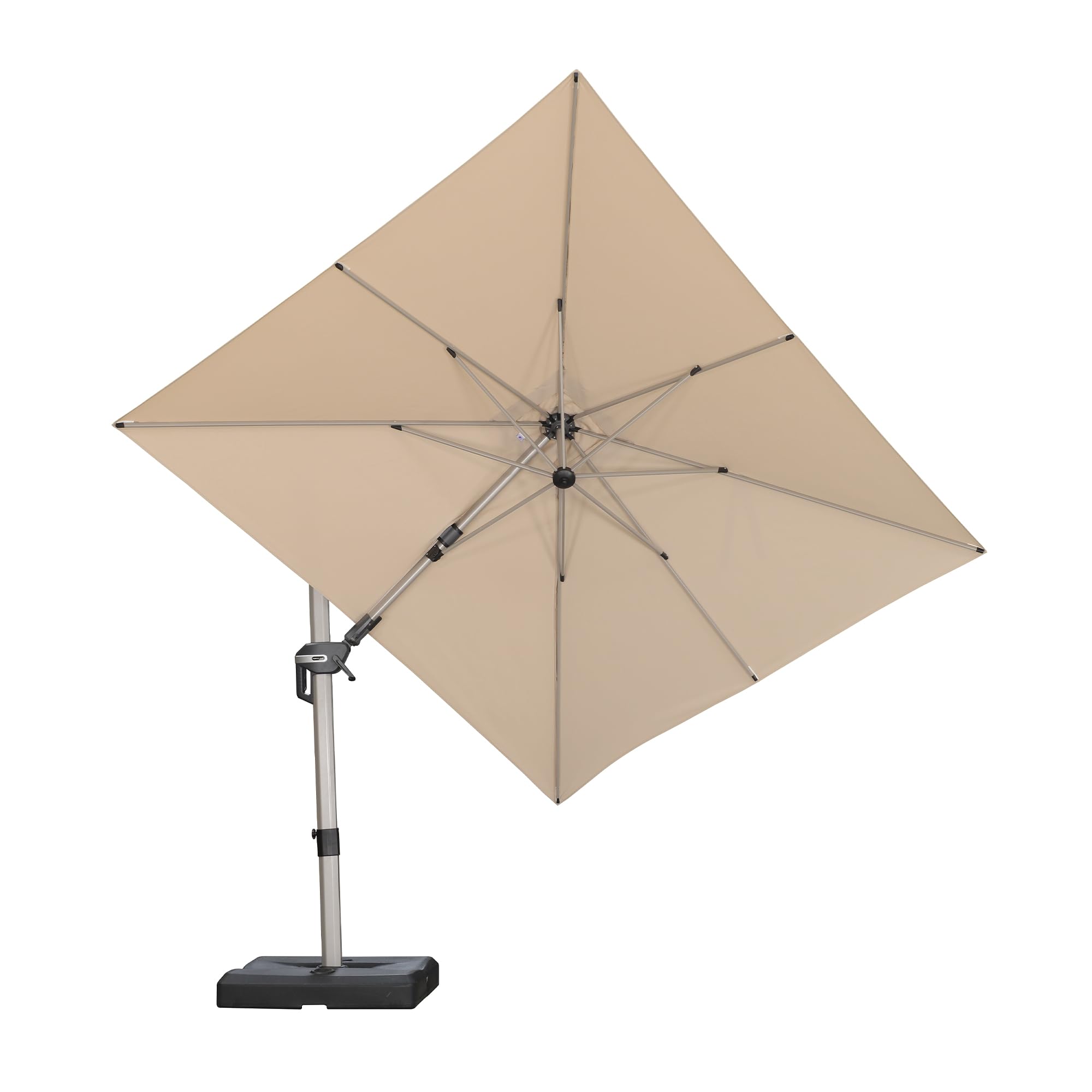 PURPLE LEAF 8' X 10' Left-right Tilting Patio Umbrella Outdoor Swivel Cantilever Umbrella Aluminum Offset Umbrella with Champagne Frame and 360-degree Rotation for Garden Deck Pool, Beige