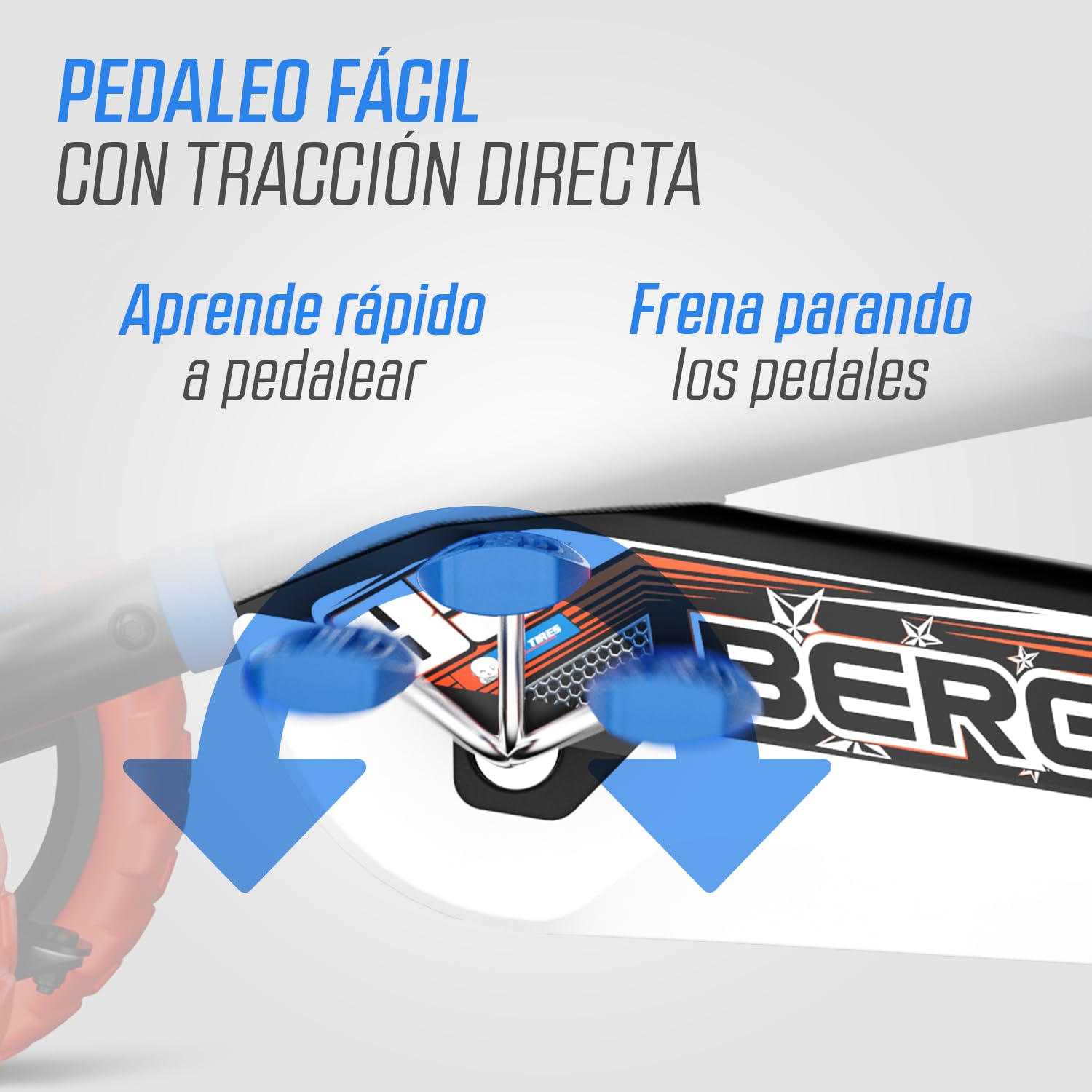 BERG Kart a Pedales Buzzy Nitro | 2-5 años, cuadro resistente, asiento regulable, volante regulable