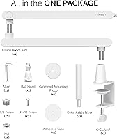 Vista 9 de IXTECH Brazo de Boom de Micrófono Blanco de Bajo Perfil Soporte de Brazo de Micrófono Ajustable con Gestión de Cables Integrada Brazo de Micrófono 2