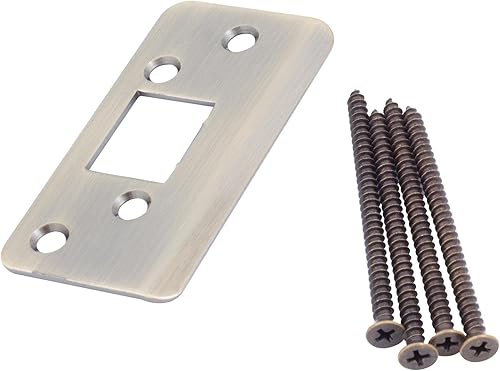 Miniatura 1 de Stone Harbor Hardware Jamb Saver Strike Plato, 1-78" x 3-58", 2-14" de centro a centro, latón antiguo