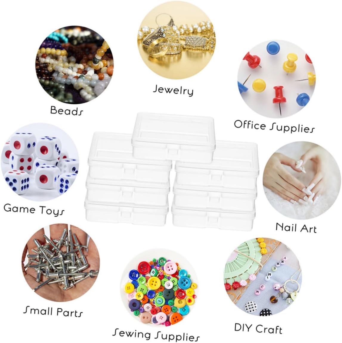 Ipetboom 80pcs Storage Boxes Hinged Lid for Beads Jewelry and Small Items Organizer Cases for Craft Storage and Easy Visibility