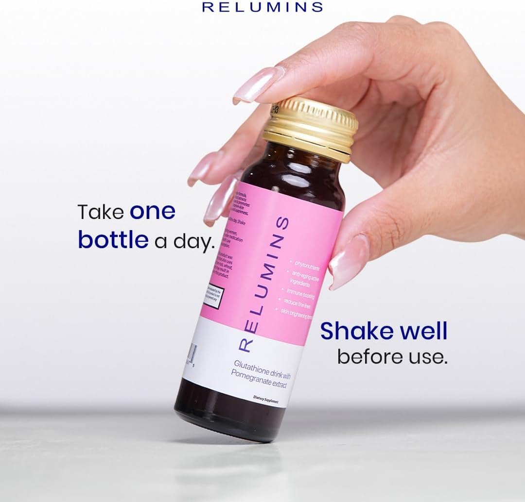 Relumins Glutathione Shots | Self-Love Essential | USA's No.1 Liquid Glutathione Drink with Collagen & Antioxidant Boost for Radiant Skin | Pomegranate Flavor | Made in USA | 30 Bottles x 50ml - Image 5