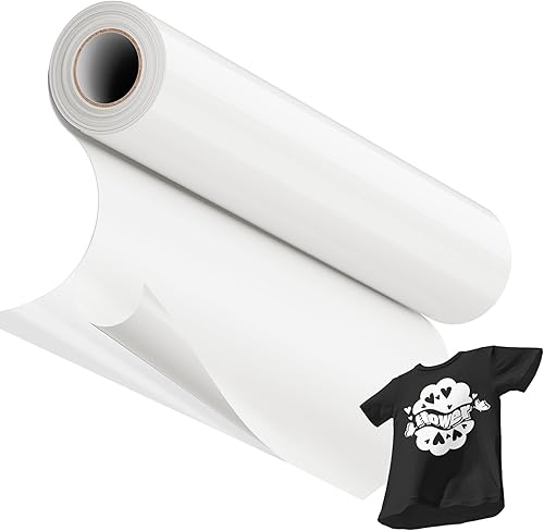JAVIGA Vinilo de transferencia de calor blanco, HTV blanco de 12 pulgadas x 20 pies, rollo de vinilo blanco para planchar compatible con todas las
