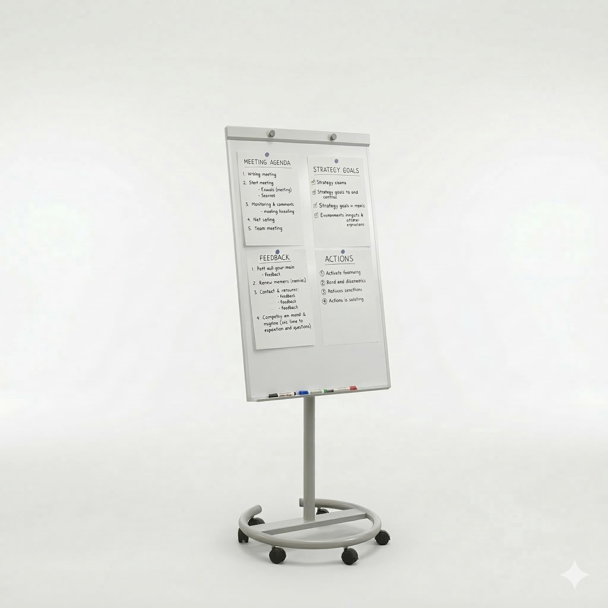 Linnoยฎ Quality Mobile Flip Chart Easel Magnetic Whiteboard Presentation Board with Free pen and Eraser