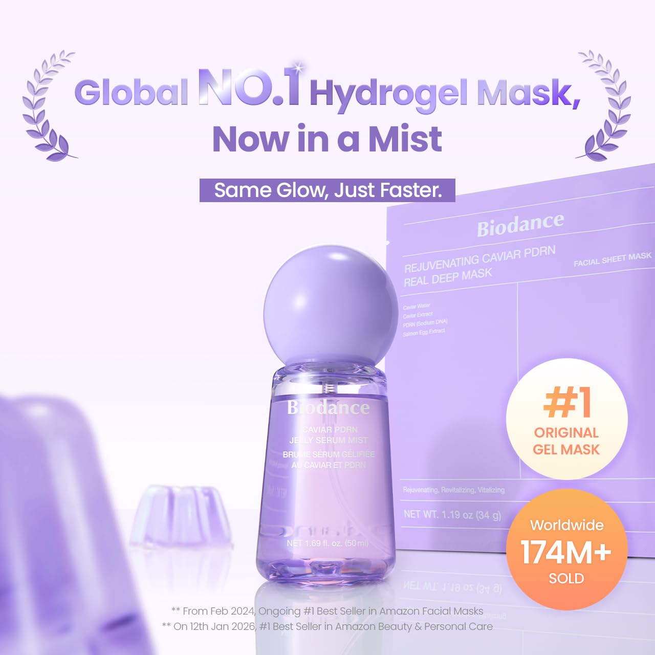 BIODANCE Caviar PDRN Jelly Serum Mist, Hydrating Face Mist, Revitalizing & Radiance Face Spray, Sprayable Hydrogel, Travel Essentials & Self Care Gifts for Women, Korean Skin Care | 1.69 fl.oz - 2