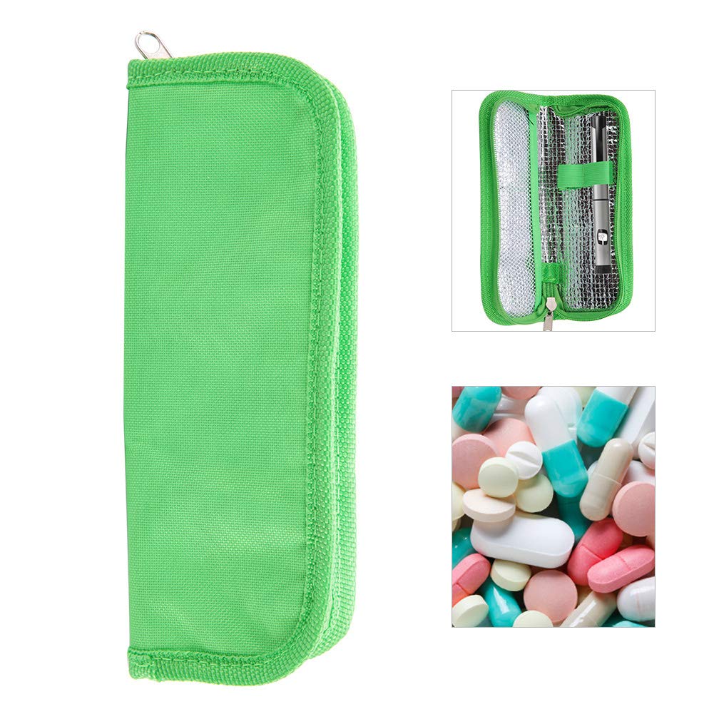 Estuche de Viaje para Enfriador de insulina, Bolsa de enfriamiento portátil insulina, Organizador de Pacientes diabéticos, Estuche Aislado Viaje, Estuche isotermico para Adrenalina(Verde)
