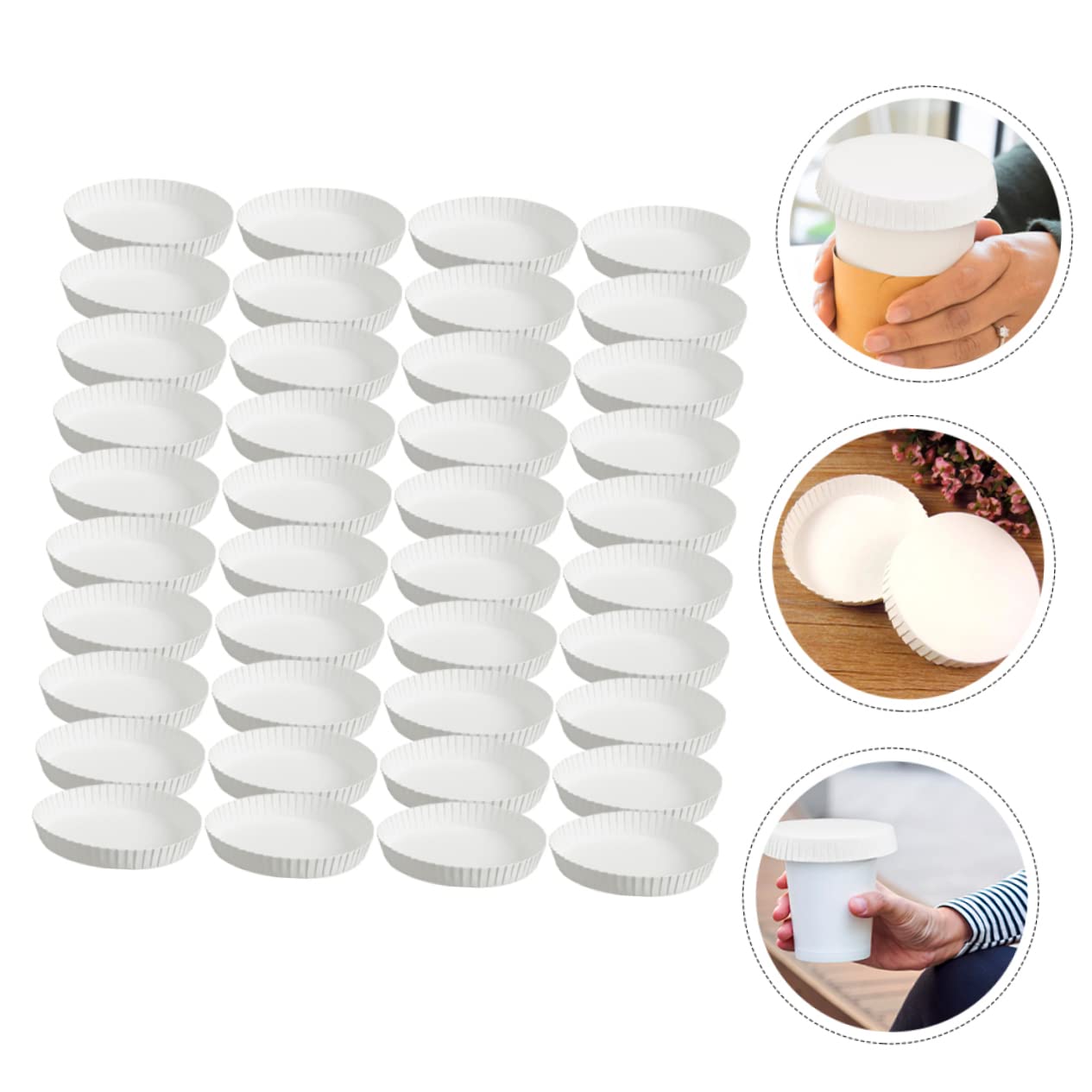 Lurrose Couvercles De Tasse En Papier Biodégradables 150 Pièces Couvercles Jetables Pour Boissons Chaudes Et Froides Protection Contre La Poussière Pour Bar Restaurant Ktv