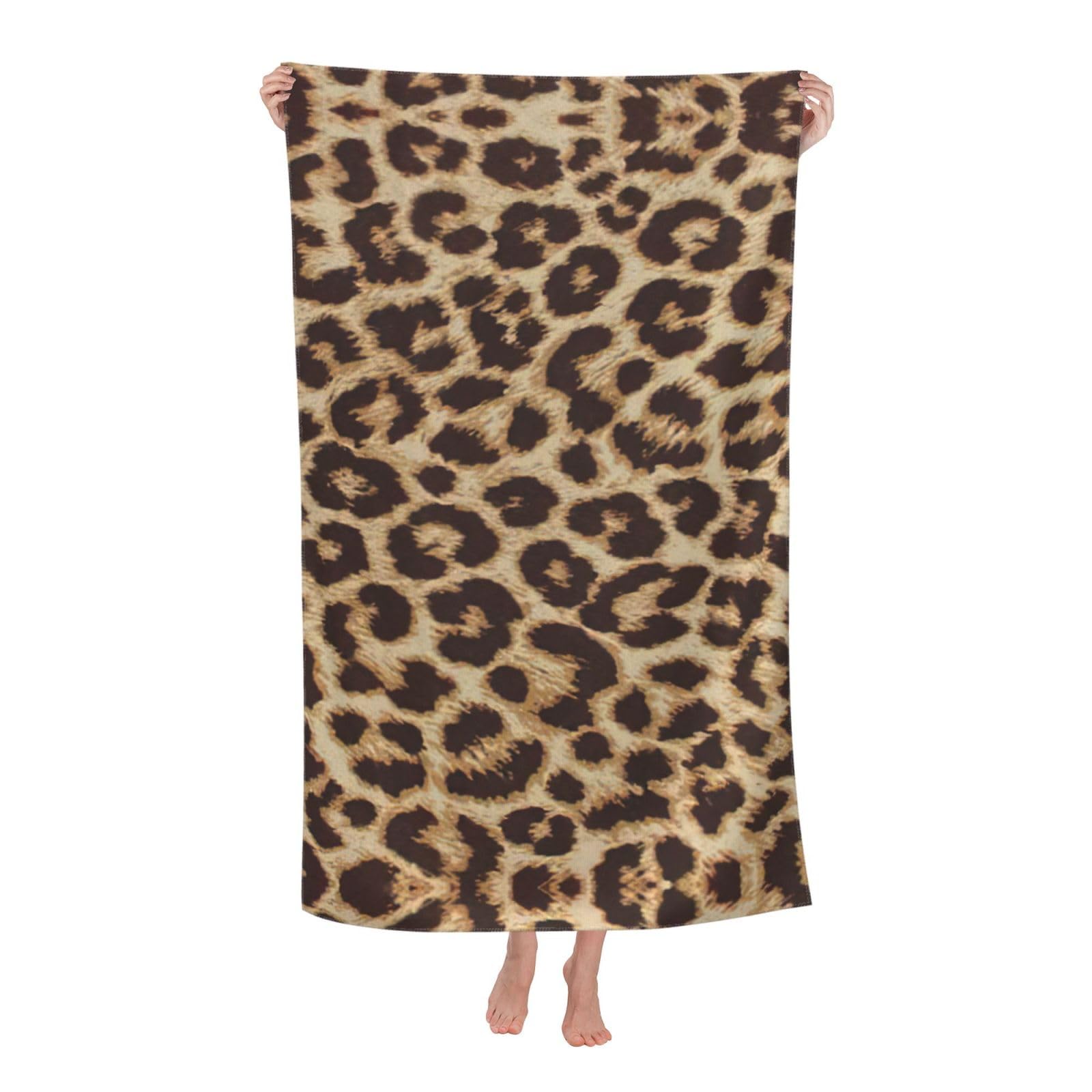 NImongt Leopard Pattern Print Oversized Adult Beach Towel For Travel Weekend Getaways Festivals Camping Trips