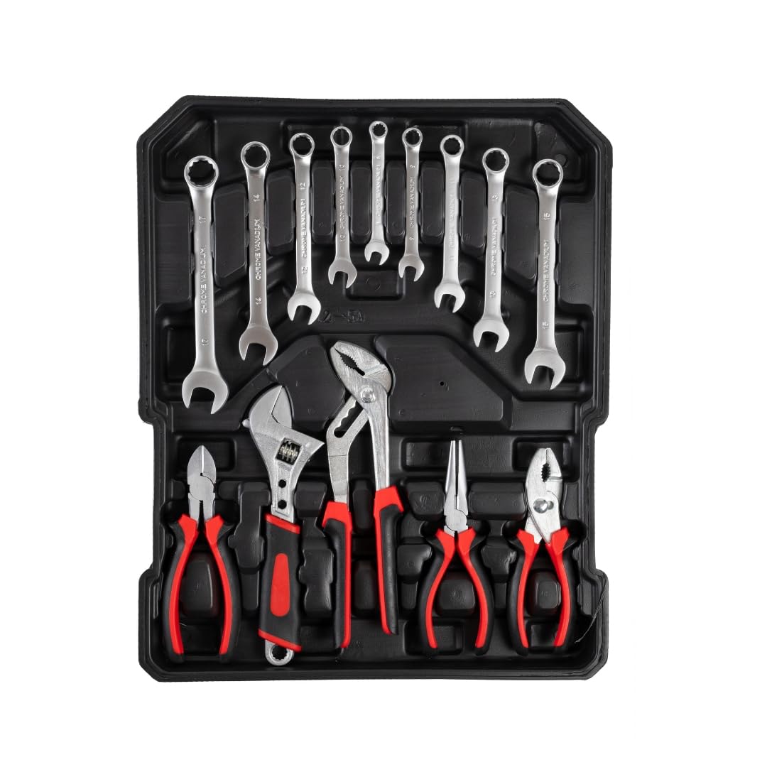 AMC Set Cassetta Attrezzi Chiavi a Trolley completa di 849 pezzi Professionali, strumenti e accessori per un utilizzo Professionale o fai da te in Acciaio Cromo Vanadio