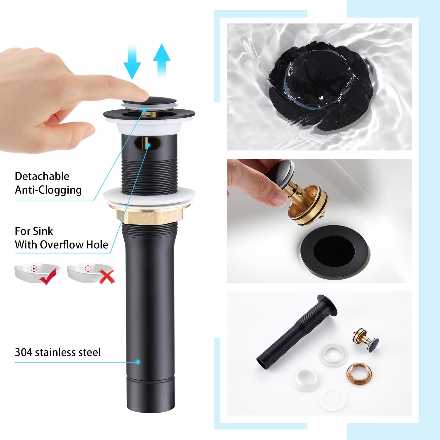 Color Black Widespread Bathroom Faucet Black 3 Hole Sink Faucet 8 inch with Pop Up Drain 2 Handle 4 inch Faucets for Vanity Lavatory Basin Restroom Bath Sink