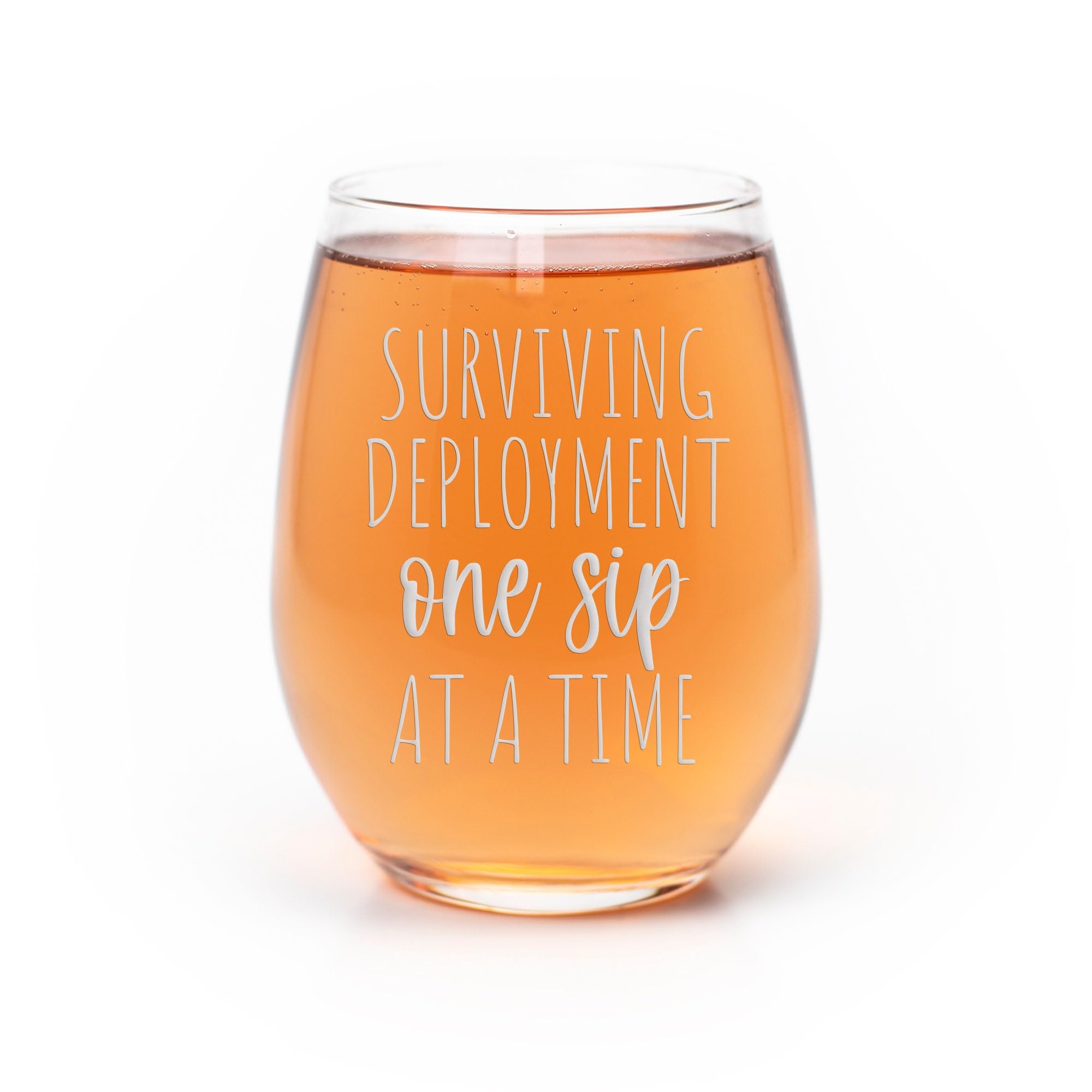 Surviving Deployment Stemless Wine Glass Military Wife Gift Deployment Gift Army Wife - 2 Glasses