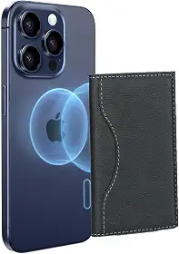 Carteira Masculina minimalista compativel com Mag-safe suporta ate 5 cartões e CNH Bloqueio RFID compativel com Iphone 11,iphone 12,iphone 13,iphone 14,iphone 15 /Pro/Max