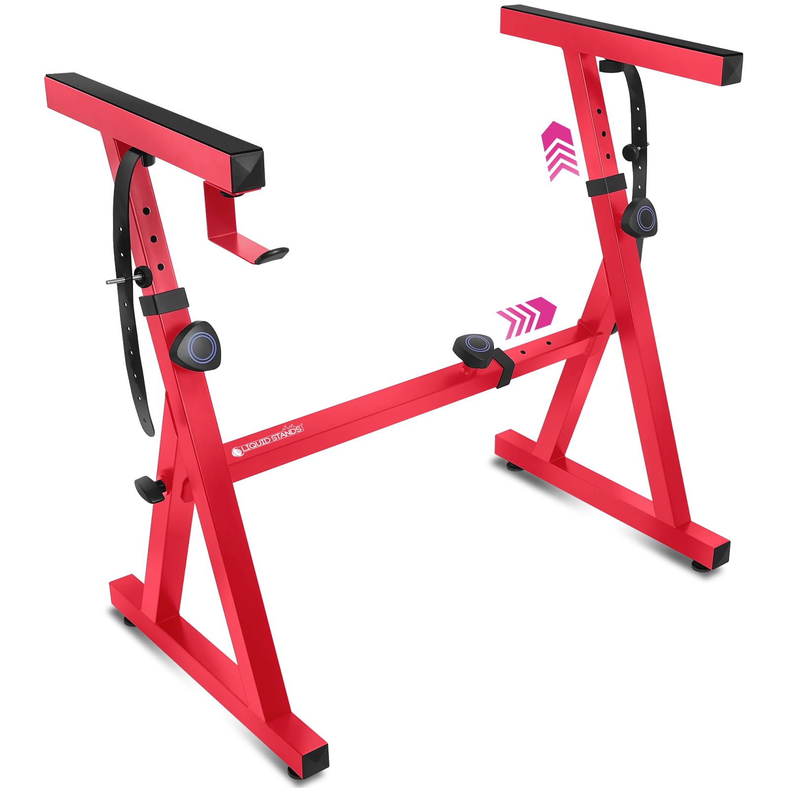 Liquid Stands Piano Keyboard Stand - Z Style Adjustable and Portable Heavy Duty Music Stand for Kids and Adults -Fits 54-88 Key Electric Pianos - Sturdy Musical Keyboard Stand (Red)
