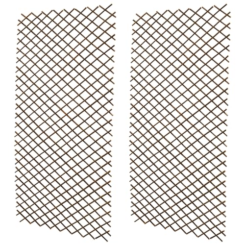 Woodside 1.8m x 90cm Wooden Wicker Garden Fan Trellis, Climbing Plant/Flower Support, 2 Pack