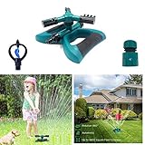 DTC Lawn Sprinkler, Automatic 360 Rotating Adjustable Garden Water Sprinklers Lawn Irrigation System Covering Large Area with 3 Arm Sprayers - Up 3600 SQ FT Coverage-Leak Free Durable