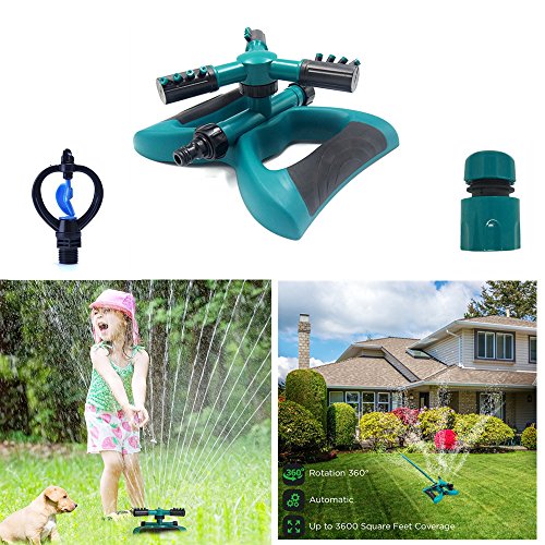 DTC 1 Lawn Sprinkler, Automatic 360 Rotating Adjustable Garden Water Sp, black