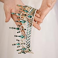 Vista 5 de Tiara barroca de cristal con diamantes de imitación, corona de princesa, tiara para mujer, boda, cumpleaños, fiesta de Halloween