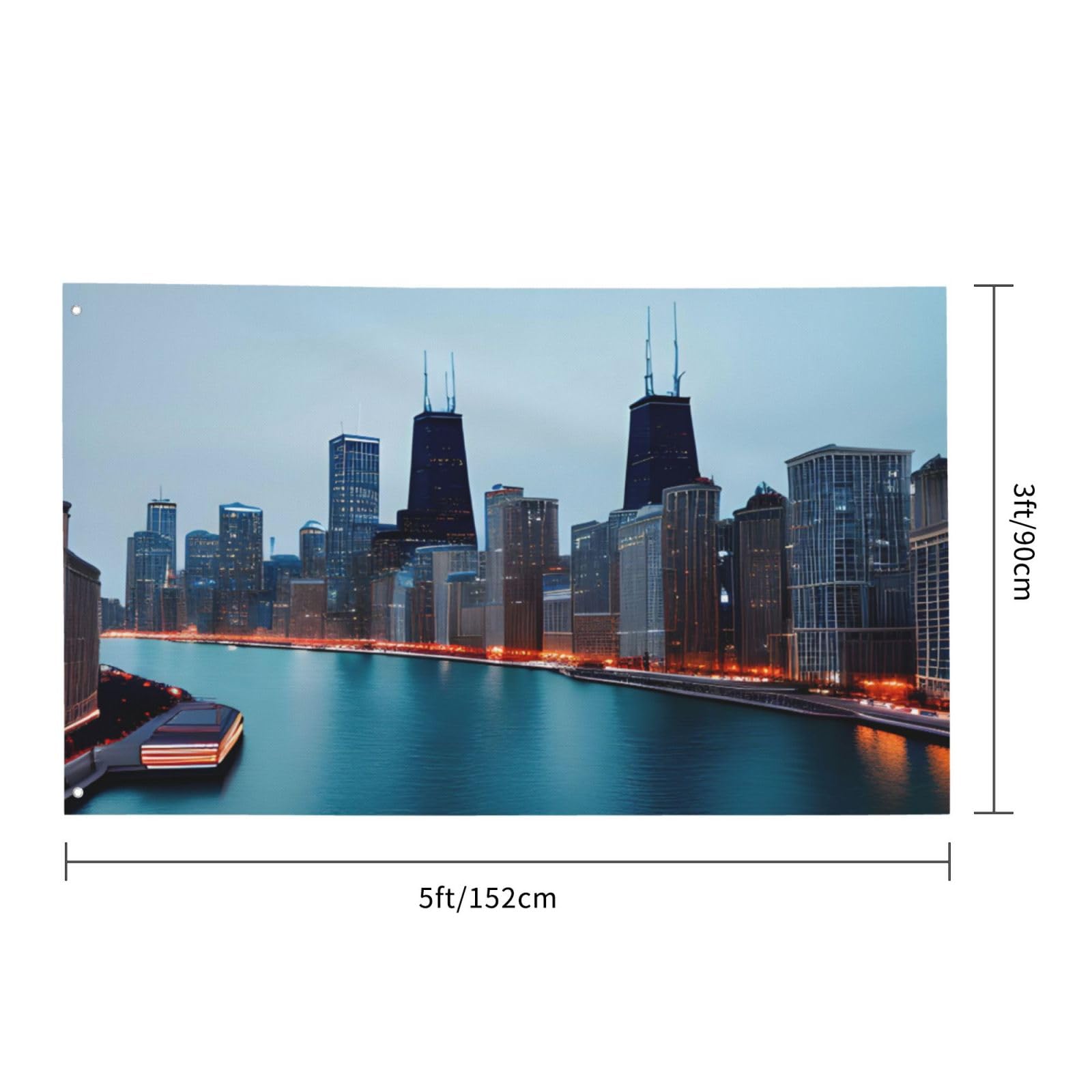 Chicago City Flagge Doppelseitig, 60 X 90 Cm – Wetterfestes Gartenbanner Aus Polyester Für Draußen