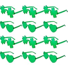 12PCS Heart & 4-Leaf Sunglasses St. Patrick's Day Lucky Clover Sunglasses