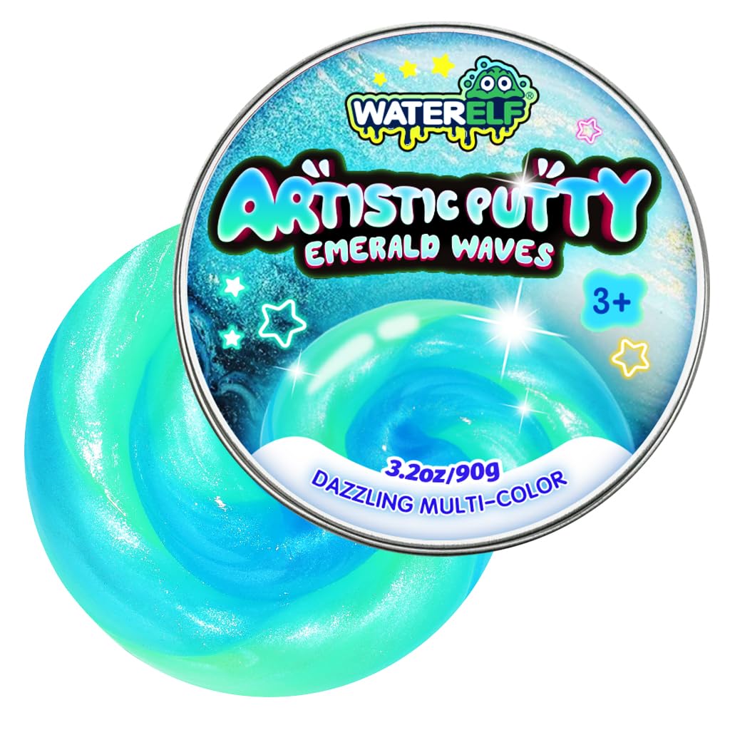 WATERELF Play Putty Slime for Kids, Fidget Sensory Artistic Therapy Putty Toys for Boys Girls Adults, Stress Relief Non-Sticky, 3.11 Inch 3.2 Oz – Blue/Green