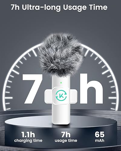 Miniatura 4 de Kingwell Micrófono Lavalier inalámbrico para iPhone, 2 mini micrófonos con audio más claro, micrófono inalámbrico de solapa para grabación de video,