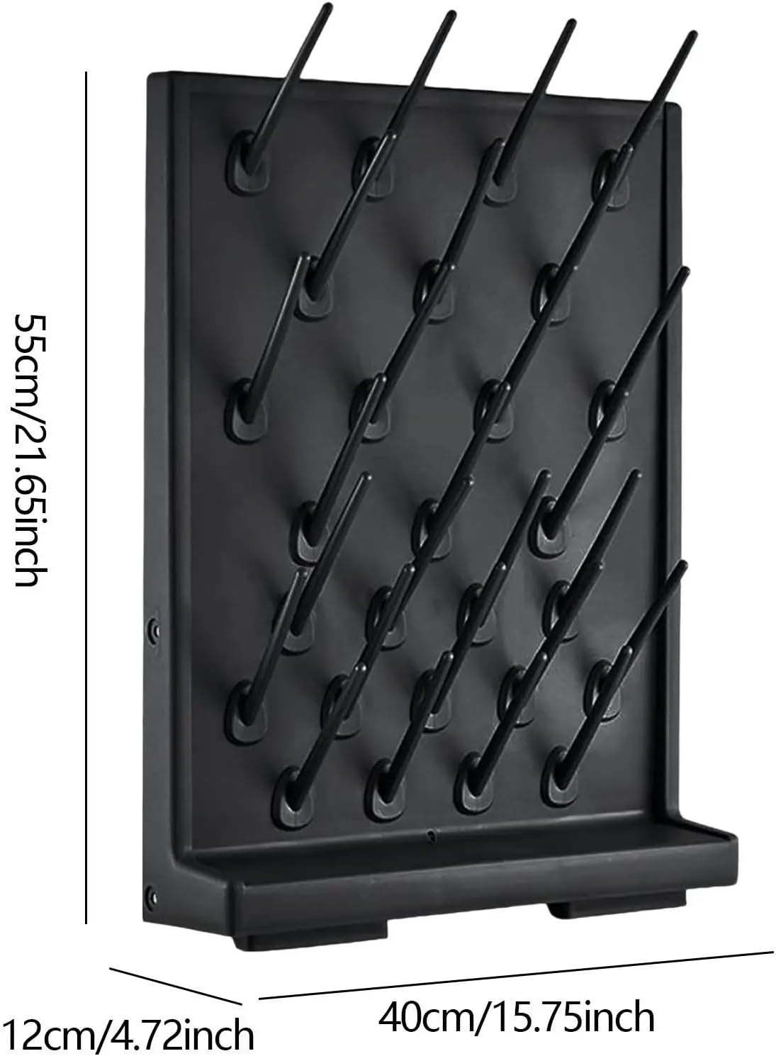 Lab Drying Rack with 27 Detachable Pegs Accessory Multipurpose PP Material Test Tube Draining Removable(Black)