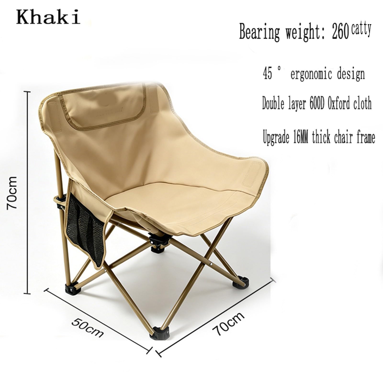 Chaise de Camping Pliable Surdimensionnée Portable avec Porte Gobelets et Accoudoirs Cadre Stable pour Extérieur Intérieur Camping Pêche Couleur Noir Gris B