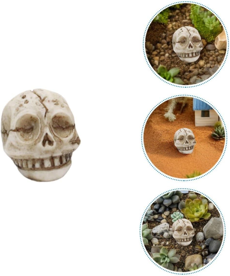 OSALADI 20pcs Resin Mini Skull Figurines Outdoor Garden Statues Halloween Skull Ornament Decoration Fish Aquarium Decor Planter Vase Fillers