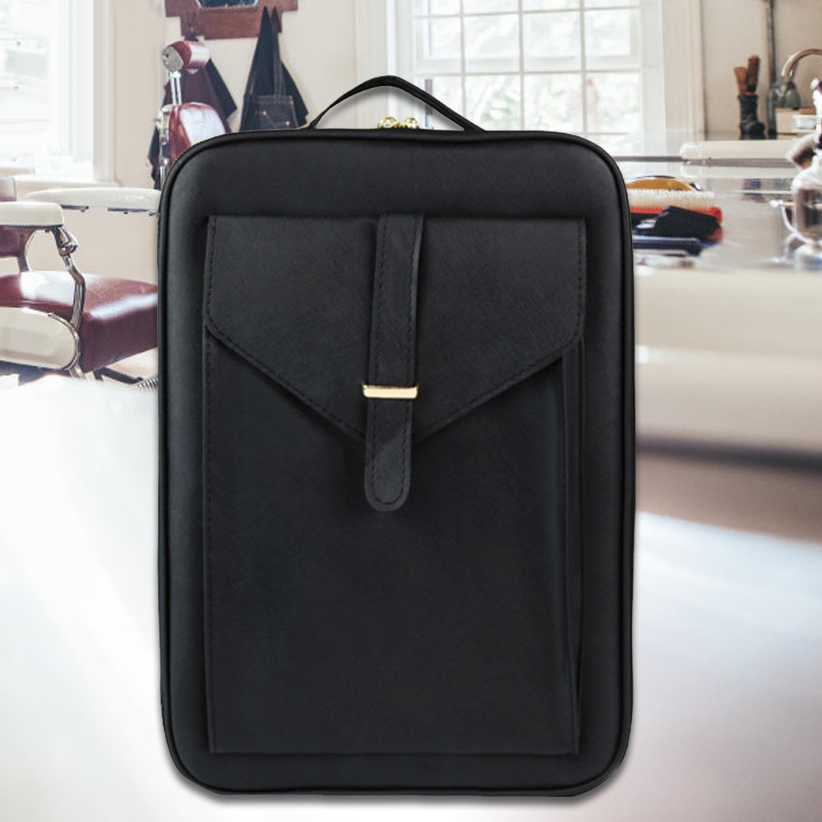 Zaino Porta Accessori Parrucchieri Borsa Viaggio Capelli con Scomparti Regolabili Chiusura Pratica Sicura Manico Comodo E Tracolla Realizza, Nero