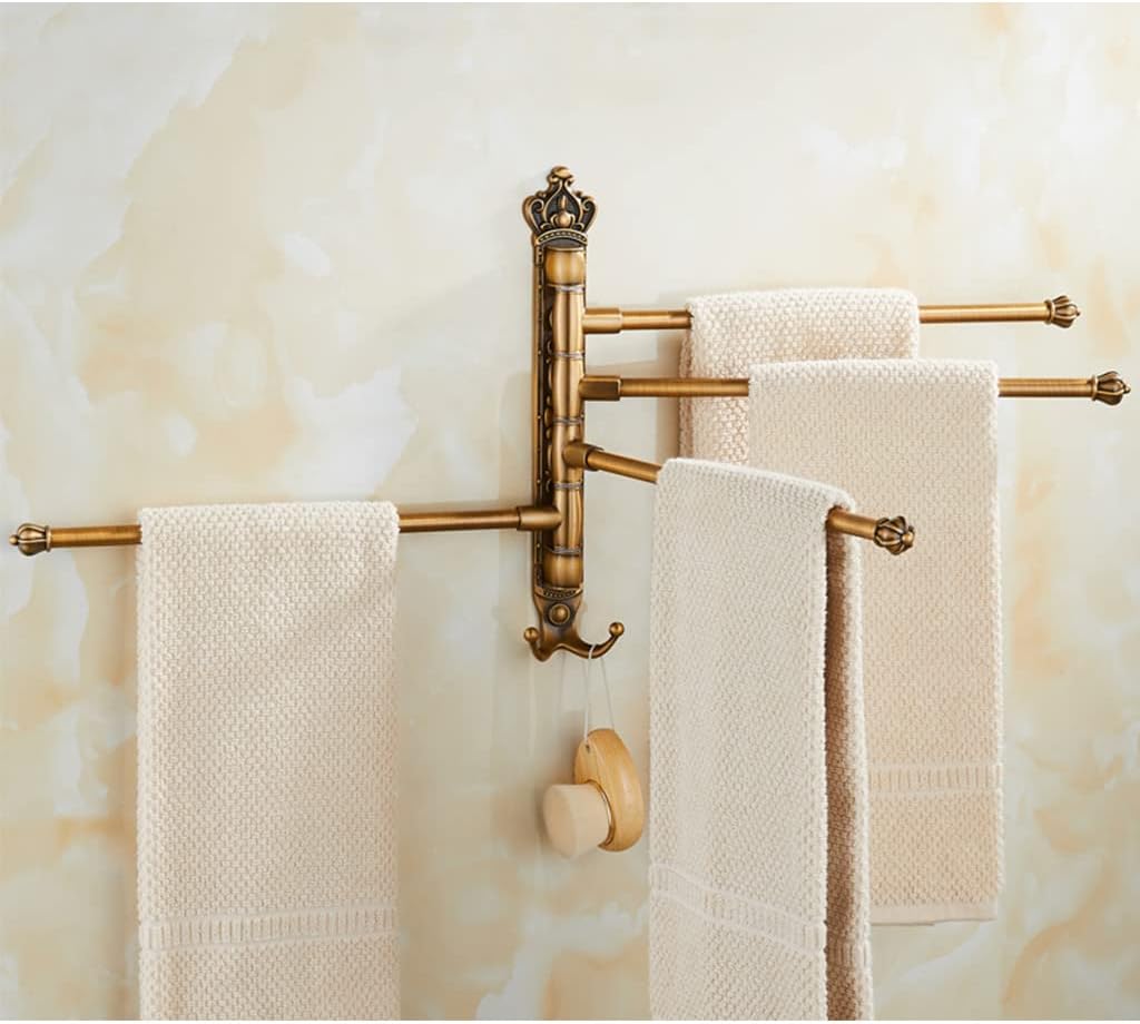 Vintage Swing Out Towel Racks Bars for Bathroom Holder Wall Mounted Swivel Towel Rail,Premium Alloy Folding Arm Swivel Towel Bar Holder Storage Organizer Bronze 5Bars