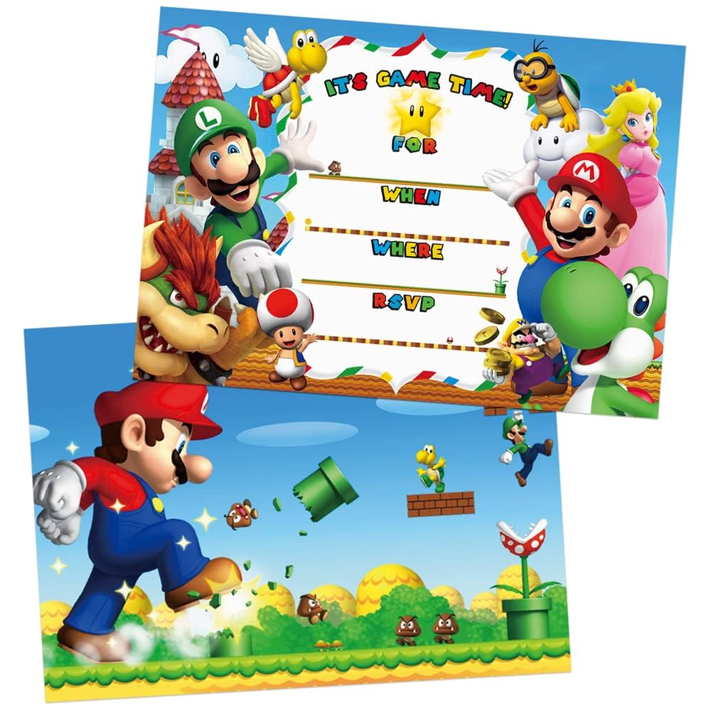 Amazon | マリオ招待状カード パーティー用品 バースデーカード