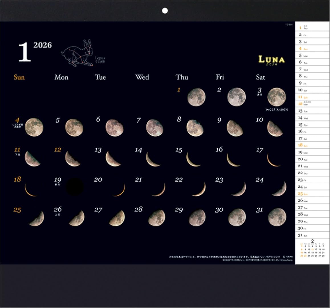 Amazon.co.jp: Luna - Moon Calendar - TD-30955 2026 Calendar Wall